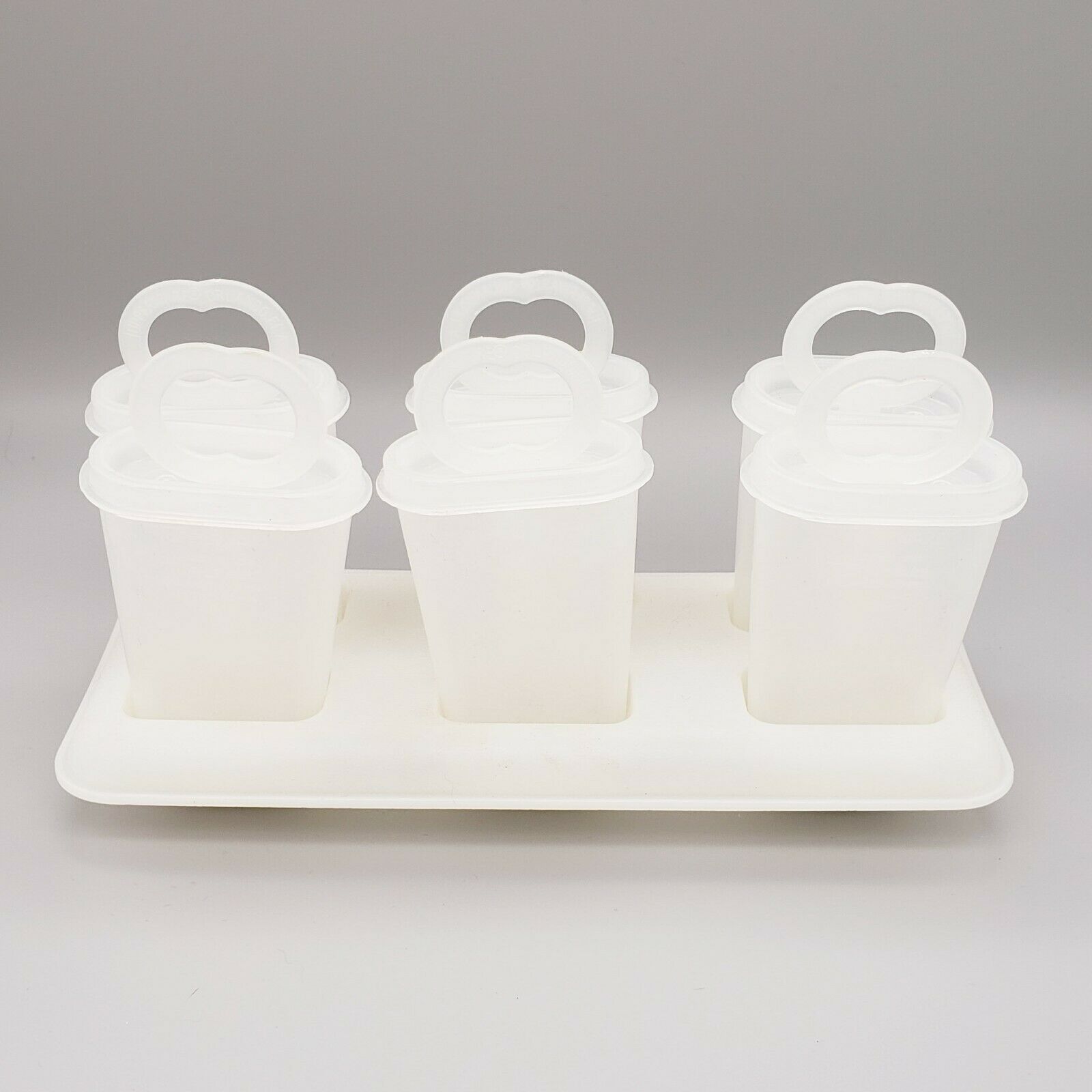 Vtg Tupperware Ice Tubs Set Popsicle Mold Freezer Tray White Clear Summer Treats - Fresh Stock Dated February 2026