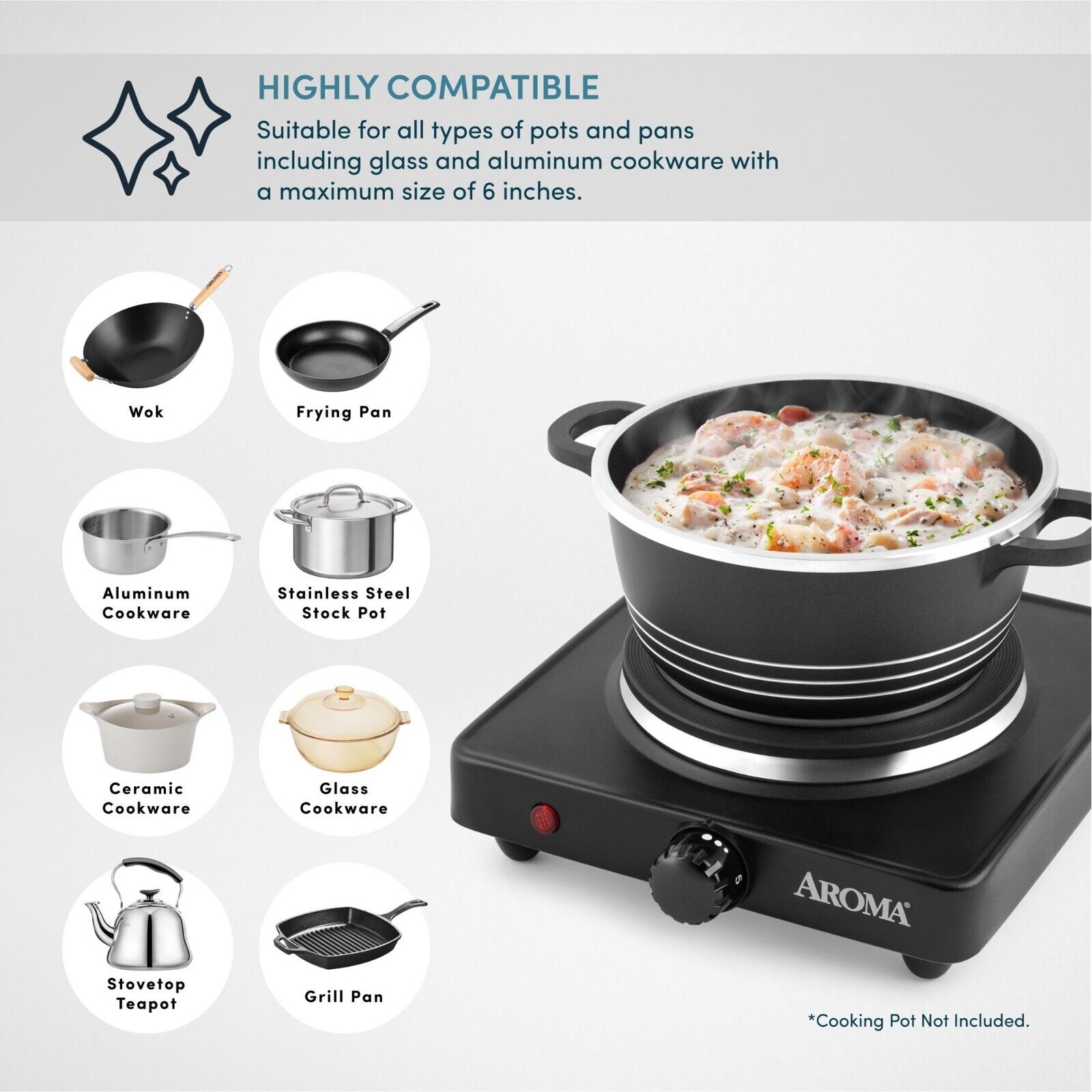 Single Burner Electric Hot Plate Portable Stove Cooker Die-Cast Dorm Hotplate. - Fresh Stock Dated February 2026