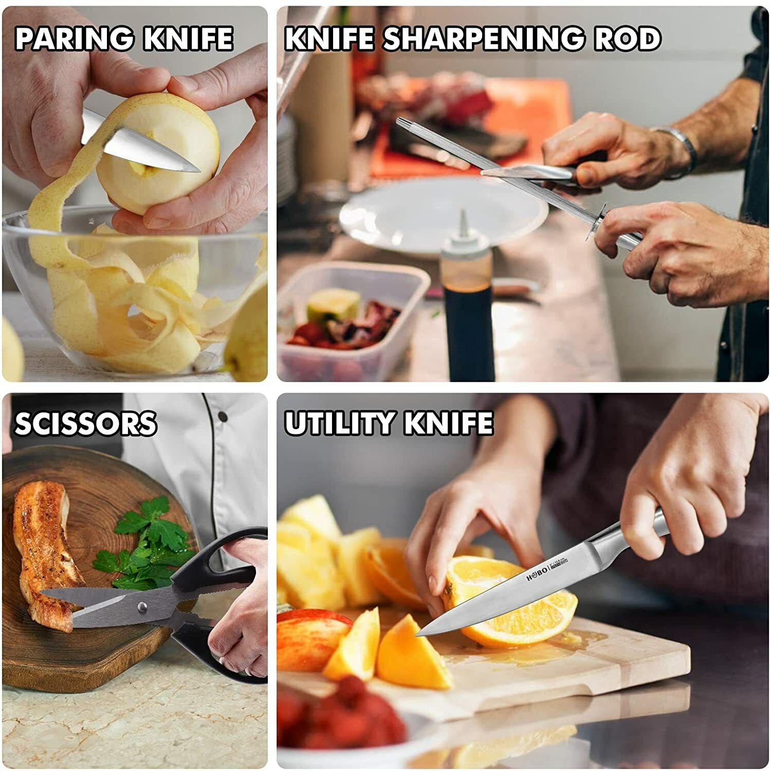 Knife Set, 14 Piece Kitchen Knife Set with Block, Chef Knife set with Sharpener - Fresh Stock Dated February 2026