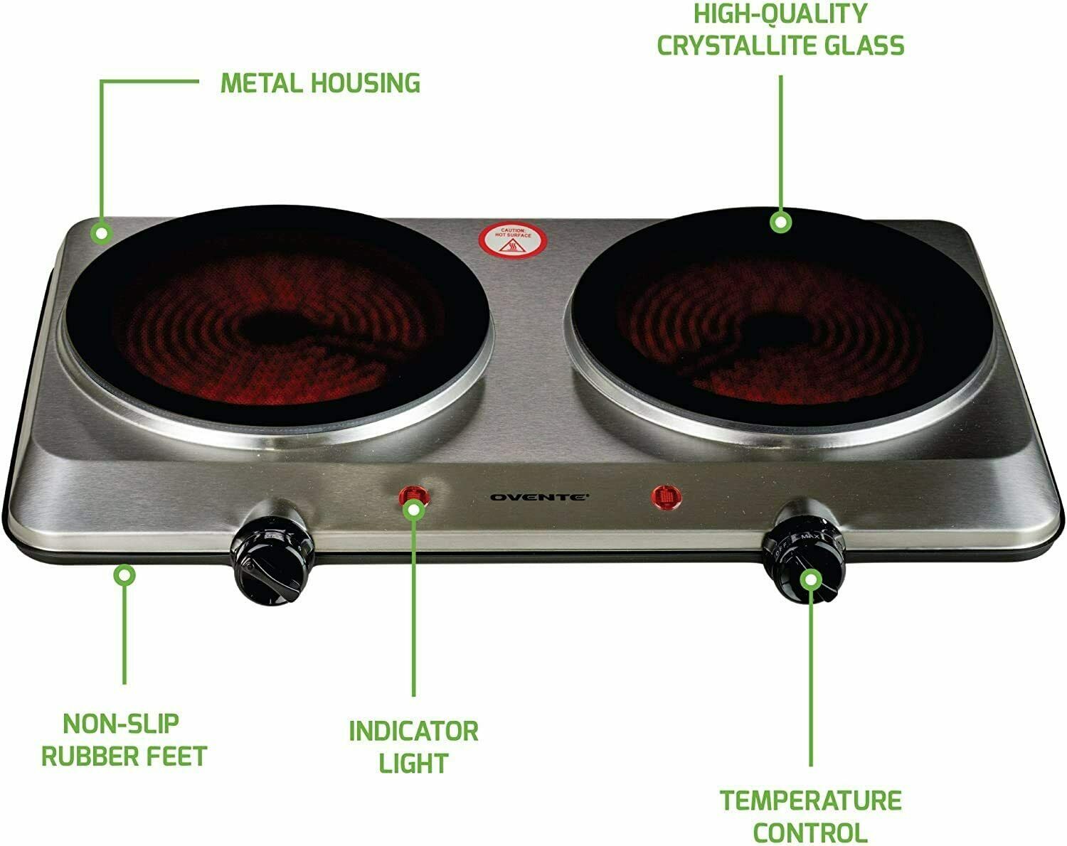 1500W Double Hot Plate Electric Countertop Infrared Stove 7.5 Inch - Fresh Stock Dated February 2026