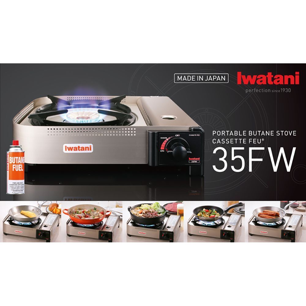 Iwatani 35FW Portable 15,000BTU Butane Stove with Case - Fresh Stock Dated January 2026