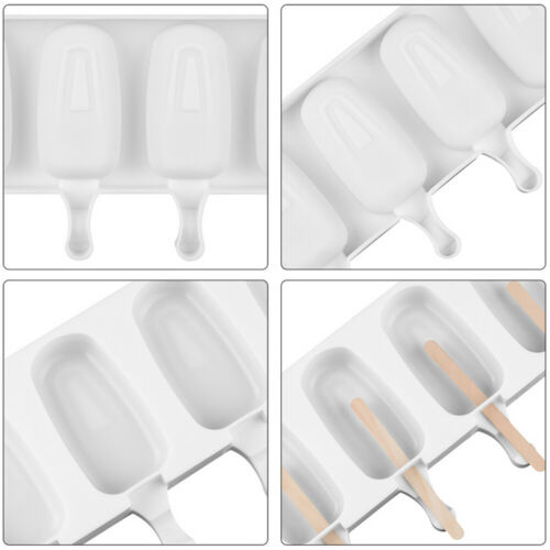 4 Cell Silicon Big Size Ice Cream Mold DIY Frozen Dessert Juice Popsicle Maker - Fresh Stock Dated February 2026