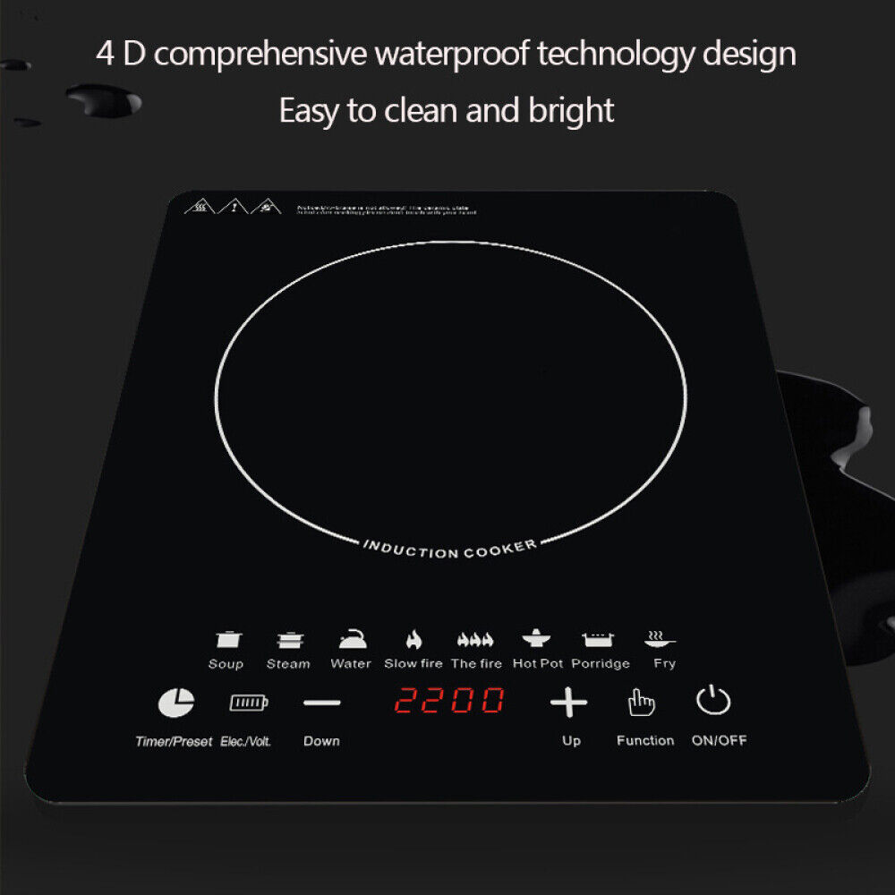 Electric Induction Cooker 2200W Cook Plate Intelligent Pot Stove Cooktop Burner - Fresh Stock Dated February 2026