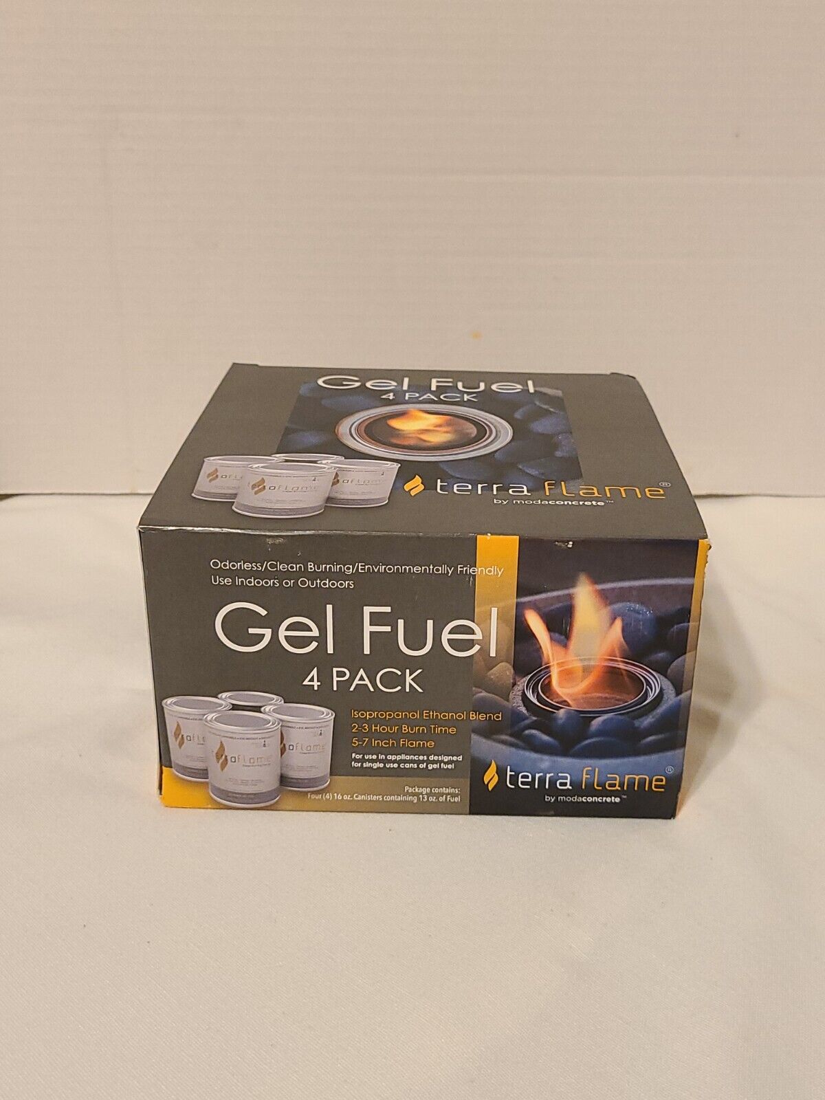 PACK OF 4👉Terra Flame Modaconcrete Clean Burning Fireplace Gel Fuel - Fresh Stock Dated January 2026