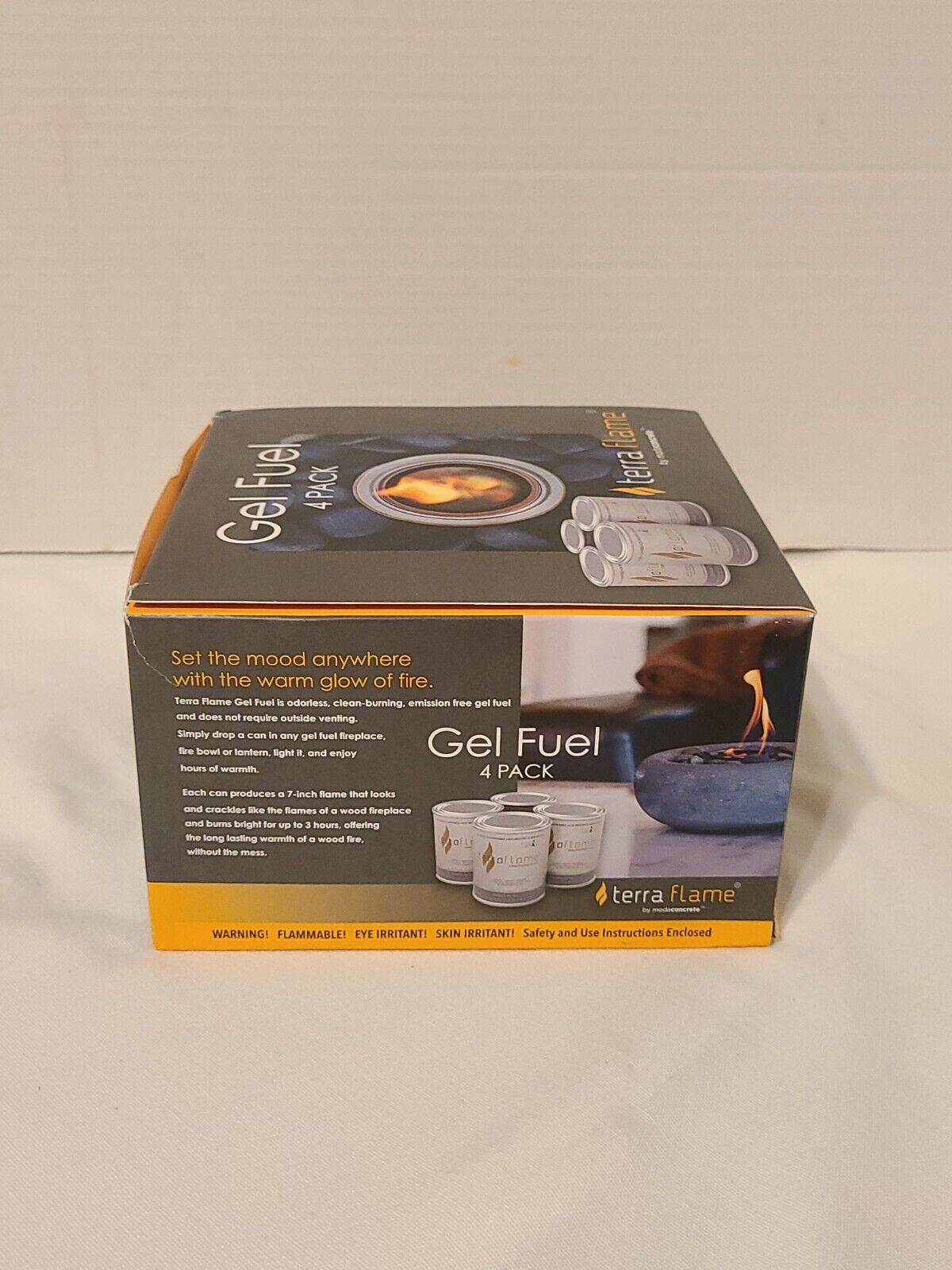 PACK OF 4👉Terra Flame Modaconcrete Clean Burning Fireplace Gel Fuel - Fresh Stock Dated January 2026