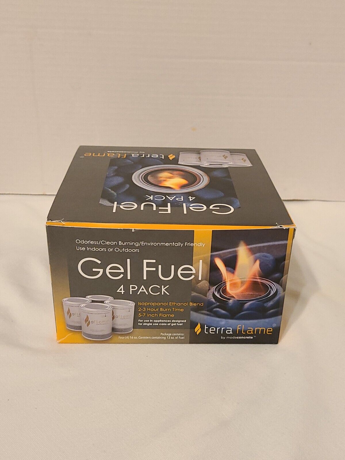 PACK OF 4👉Terra Flame Modaconcrete Clean Burning Fireplace Gel Fuel - Fresh Stock Dated January 2026