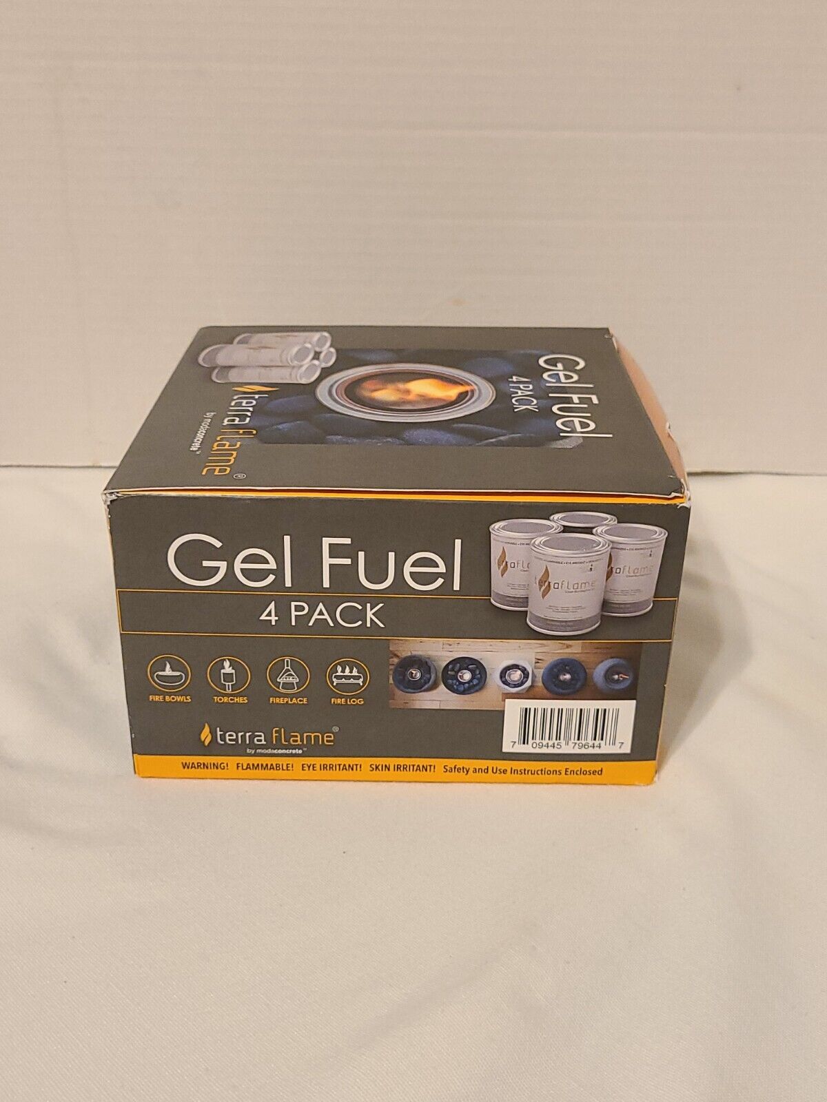 PACK OF 4👉Terra Flame Modaconcrete Clean Burning Fireplace Gel Fuel - Fresh Stock Dated January 2026