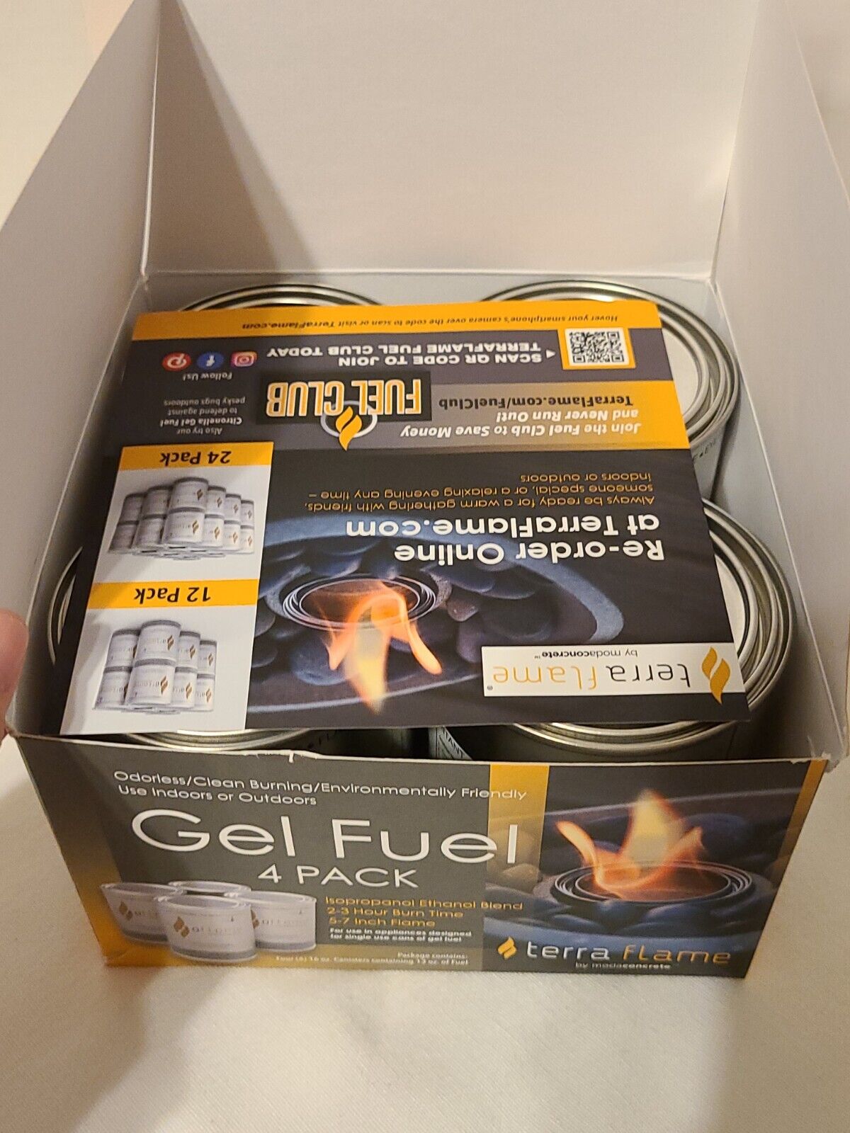 PACK OF 4👉Terra Flame Modaconcrete Clean Burning Fireplace Gel Fuel - Fresh Stock Dated January 2026