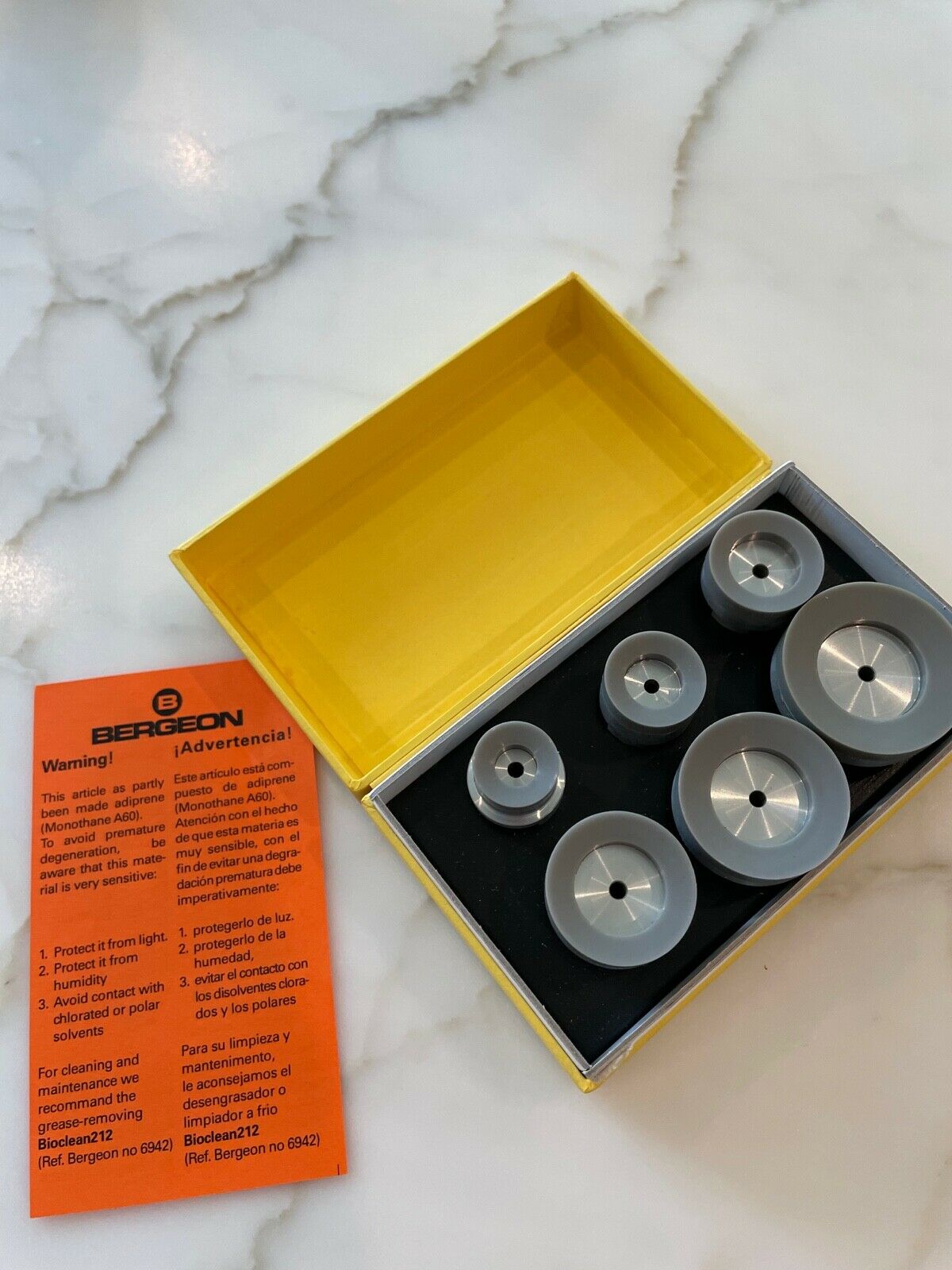 Bergeon 5700 Waterproof Watch Case Repair kit with 6 5700-62-6 Suction heads - Fresh Stock Dated December 2025