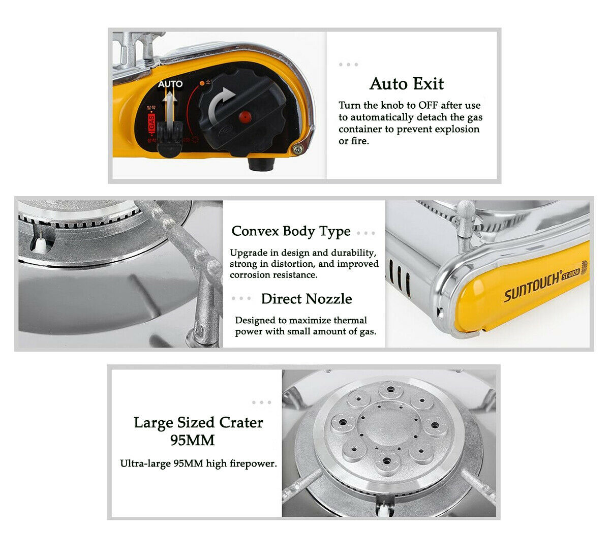 Suntouch High Powered Portable Gas Stove with Case (ST-002A Yellow) - Fresh Stock Dated February 2026
