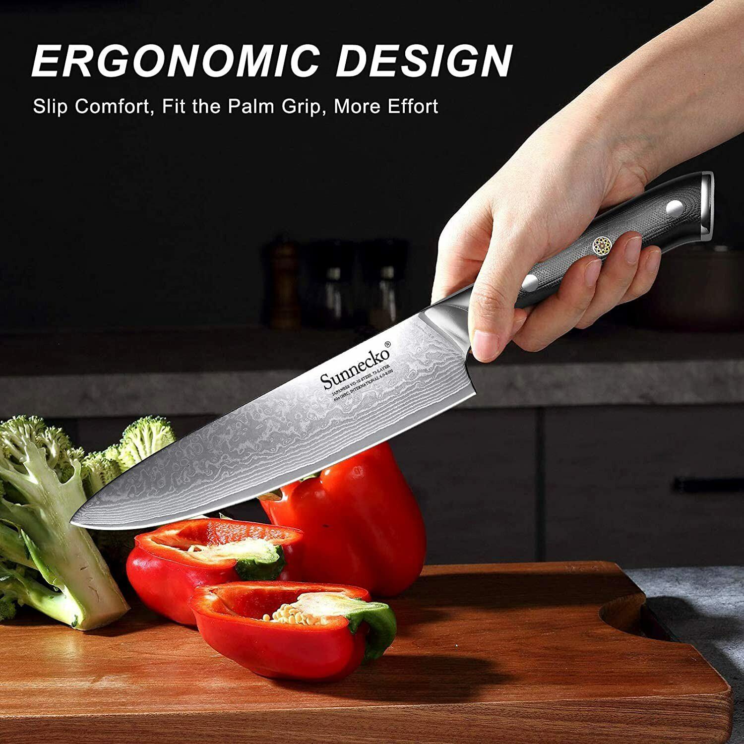 3Pcs Japanese Chef Knife Set Japanese VG10 Damascus Steel Kitchen Nakiri Cutlery - Fresh Stock Dated February 2026