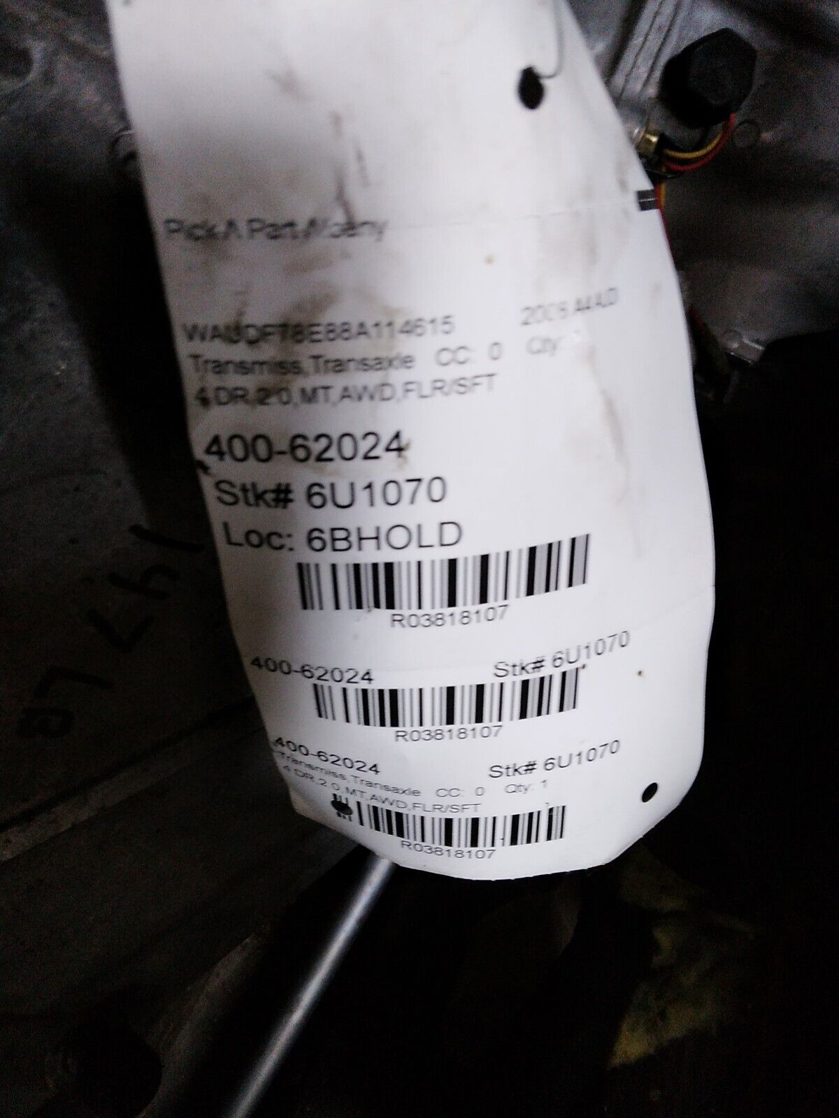 2005-2008 Audi A4 Quattro AWD 2.0L MT Manual 6 Speed Transmission Gearbox ID GVE - Fresh Stock Dated January 2026