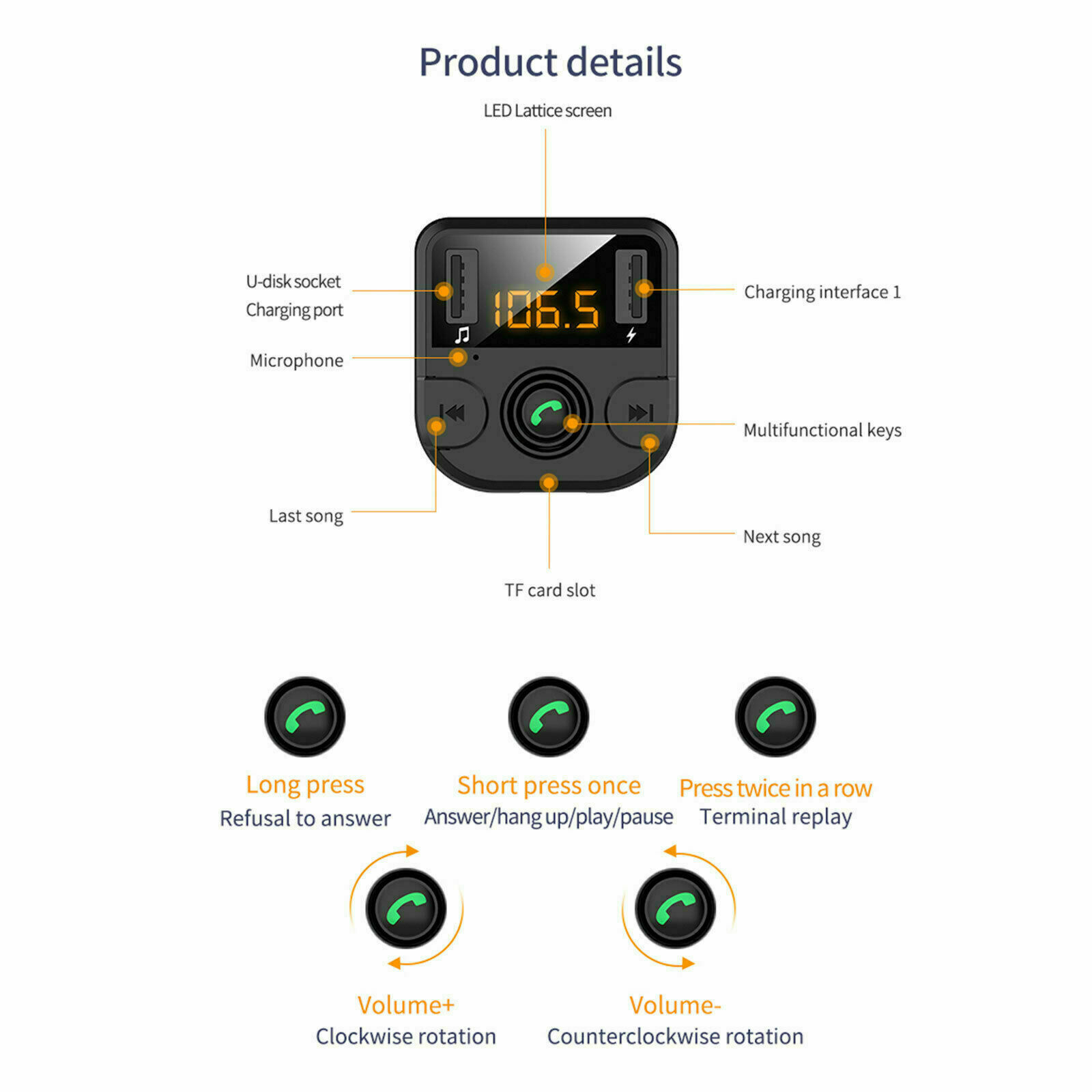 Bluetooth Car Wireless FM Transmitter MP3 Player Hands Free Radio 2 USB Charger - Fresh Stock Dated December 2025