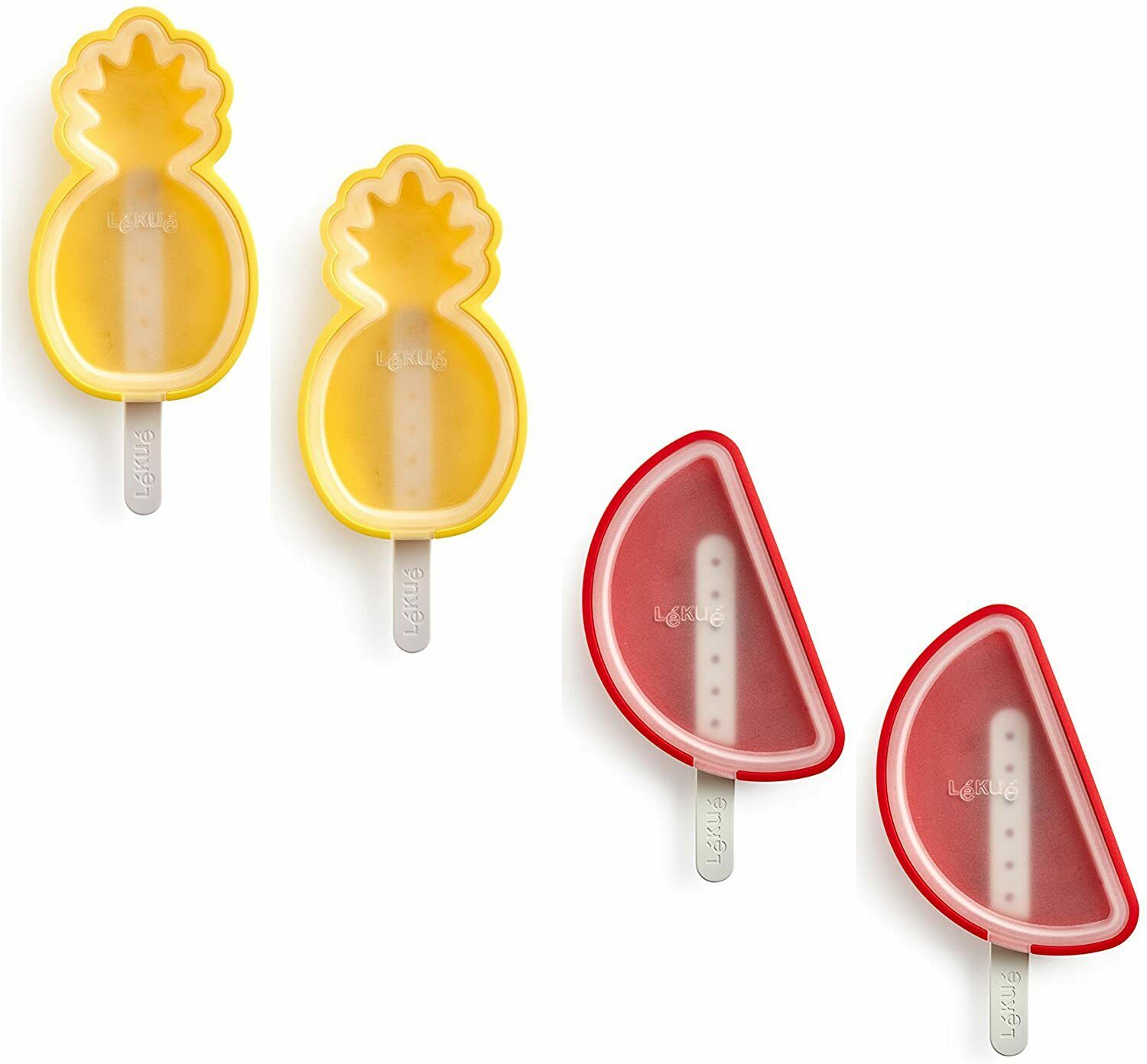 Lekue Tropical Fruit Ice Cream Pop Molds (4 Units), Multi - Fresh Stock Dated February 2026