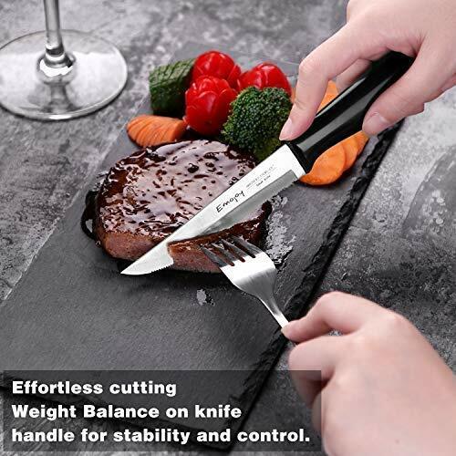 Emojoy Knife Set, 15-Piece Kitchen Knife Set with Block Wooden, Black Handle - Fresh Stock Dated February 2026