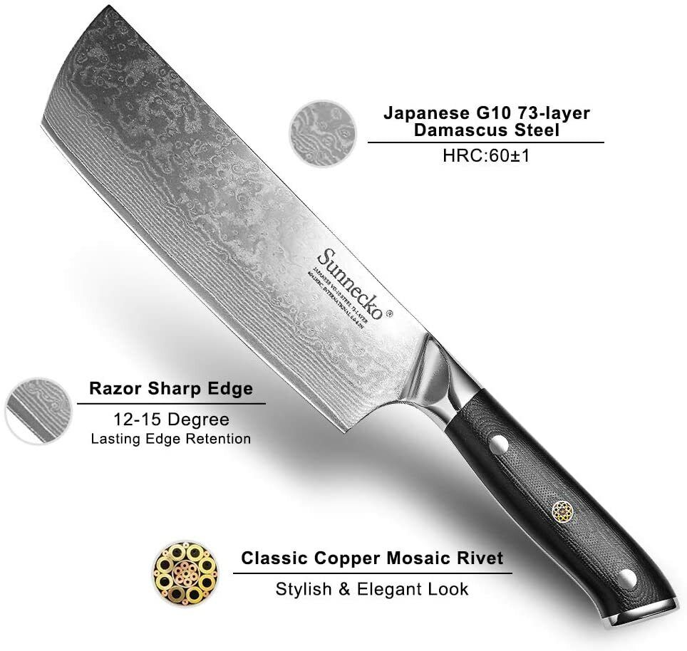 3Pcs Japanese Chef Knife Set Japanese VG10 Damascus Steel Kitchen Nakiri Cutlery - Fresh Stock Dated February 2026