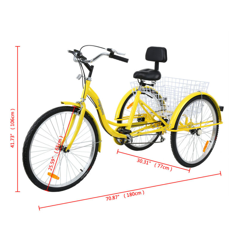 26“ 7 Speed Unisex Adult 3-Wheel Tricycle Trike Bicycle Bike Cruise For Shopping - Fresh Stock Dated December 2025