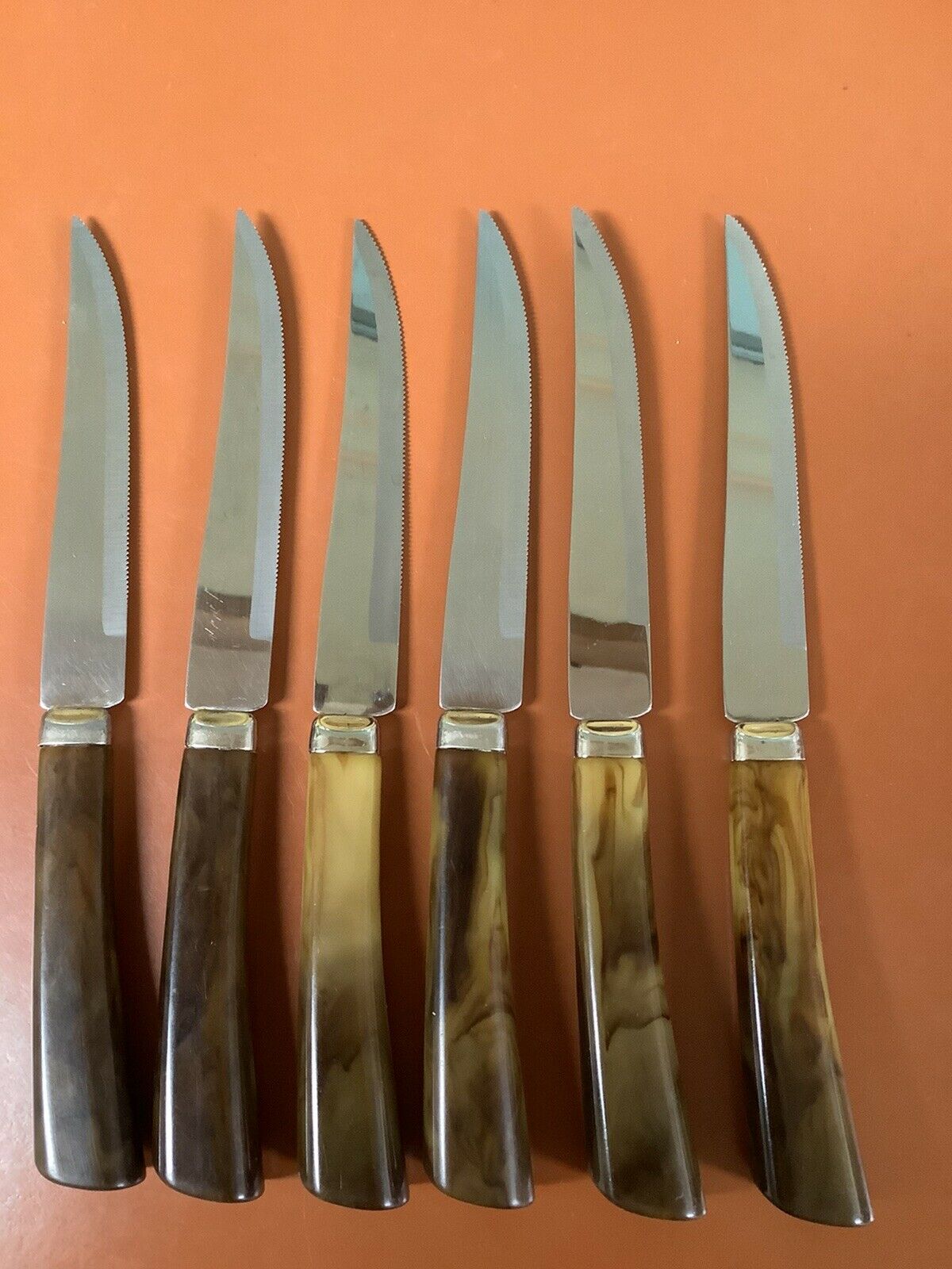 Midcentury Steak Knives: Boxed Set 6, W Richardson Sheffield Bakelite Stainless - Fresh Stock Dated February 2026