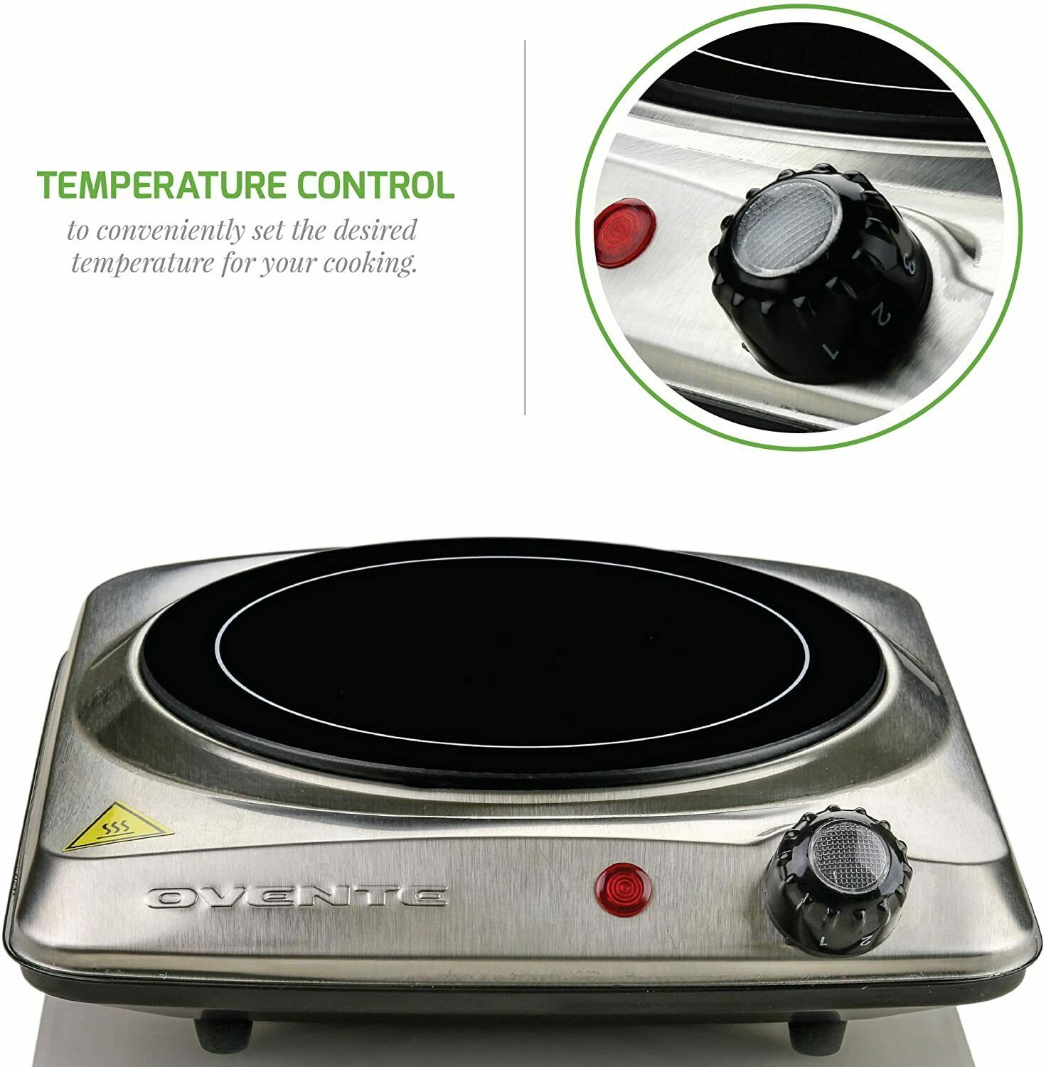 Ovente Electric Glass Infrared Burner 7 Inch Single Hot Plate Silver BGI101S - Fresh Stock Dated February 2026