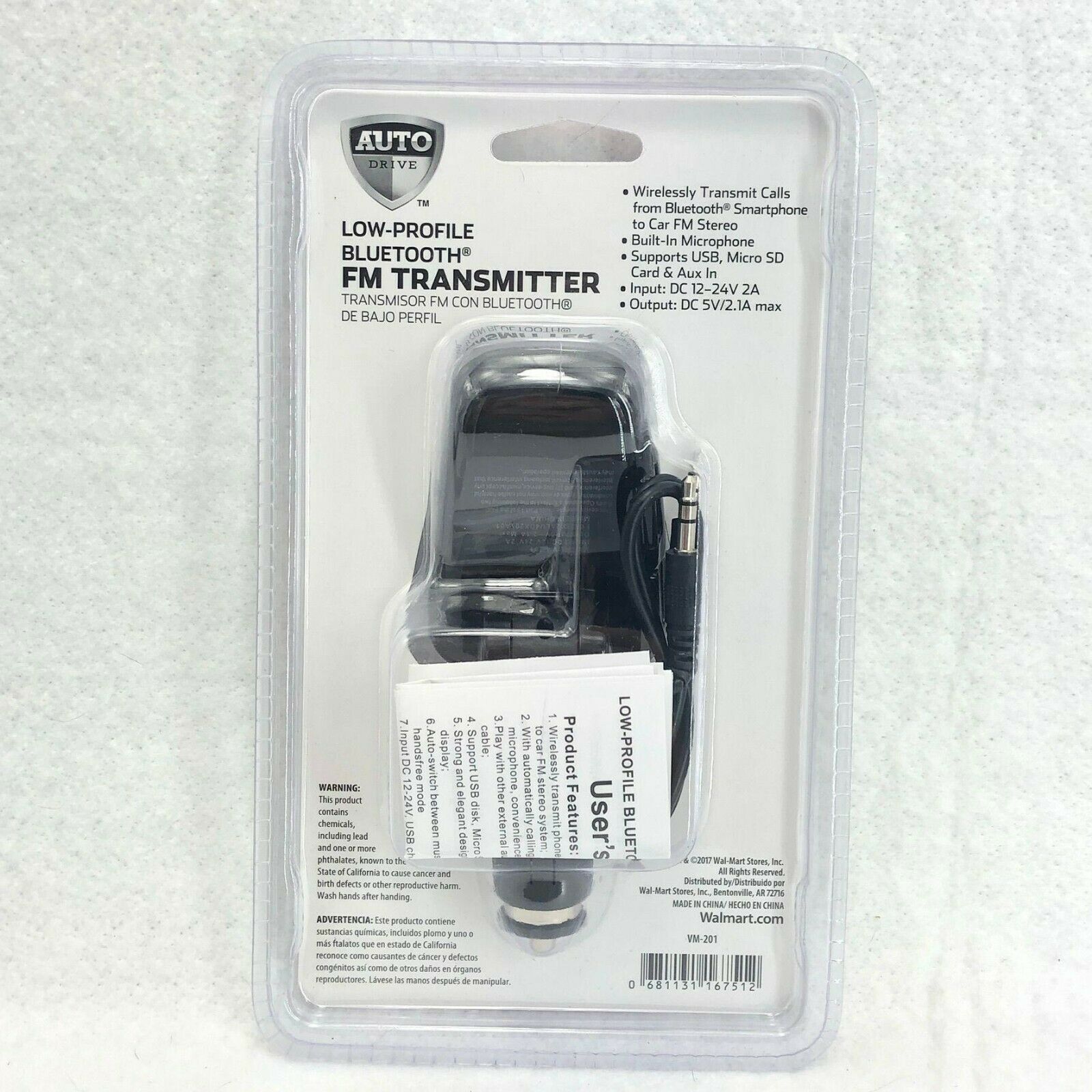 NEW AUTO Drive Low-Profile Bluetooth FM Transmitter Dual USB Built-In Microphone - Fresh Stock Dated December 2025