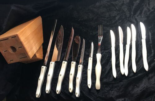 Cutco Knife Set - Pearl White handles 13 Pieces Including Block & 5 Stake Knives - Fresh Stock Dated January 2026