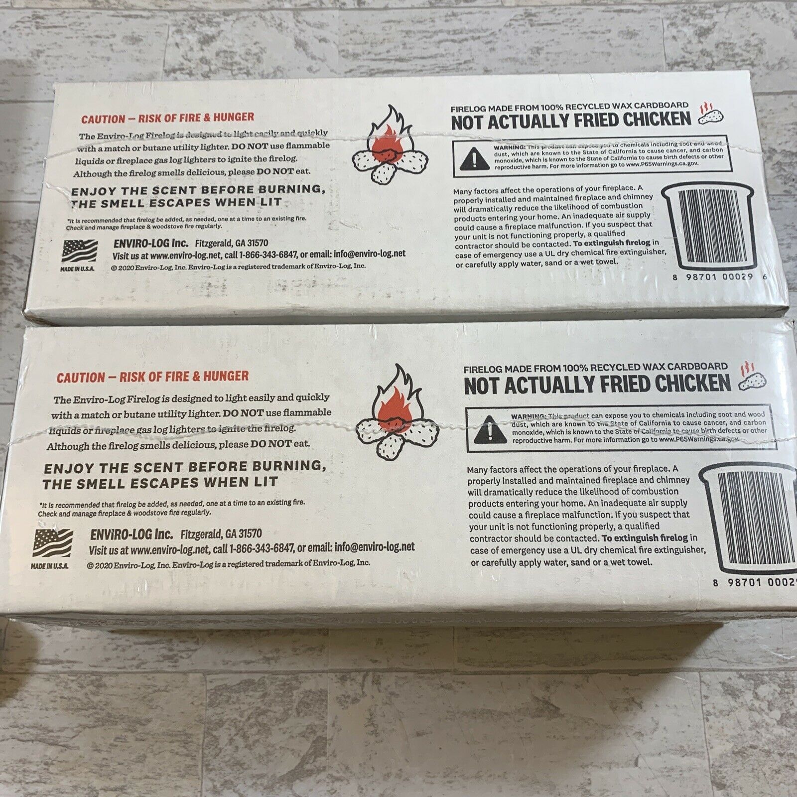 2 GENUINE KFC FIRE LOGS 11 HERBS AND SPICES ENVIRO-LOG KFC SCENT - Fresh Stock Dated December 2025