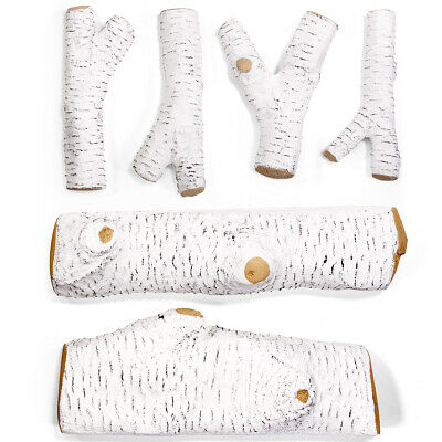 6pcs Stackable Decorative Realistic Flame Large Ceramic Wood Birch Firepit Logs - Fresh Stock Dated December 2025