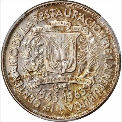 O005 1963 Dominican Republic 25 Centavos London Mint PCGS SP64 - Fresh Stock Dated December 2025
