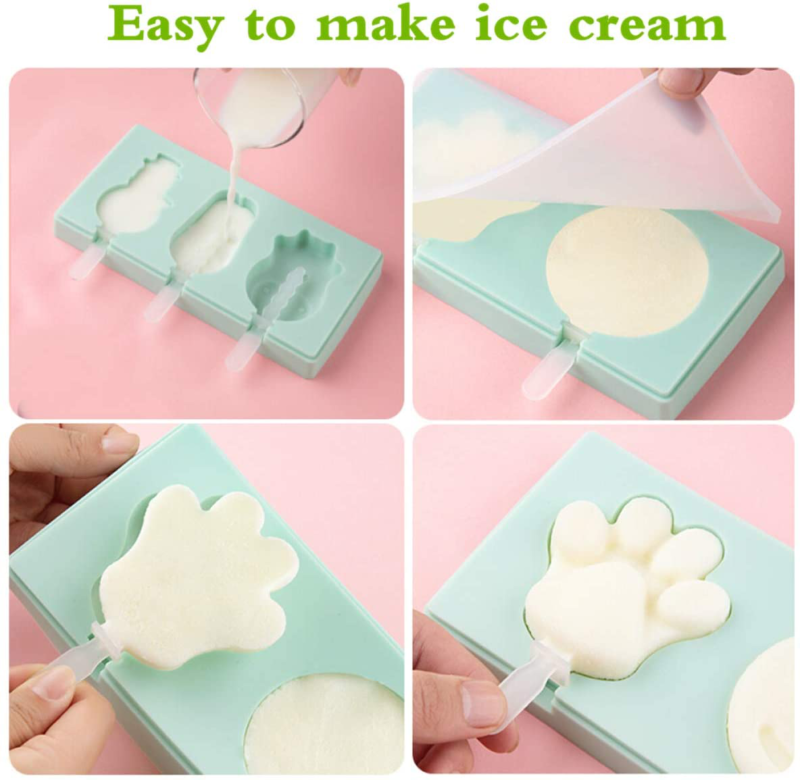 Popsicle Molds Set of 3, SiliconeIce Pop Molds Ice Cream Mold Cake with Lid - Fresh Stock Dated February 2026