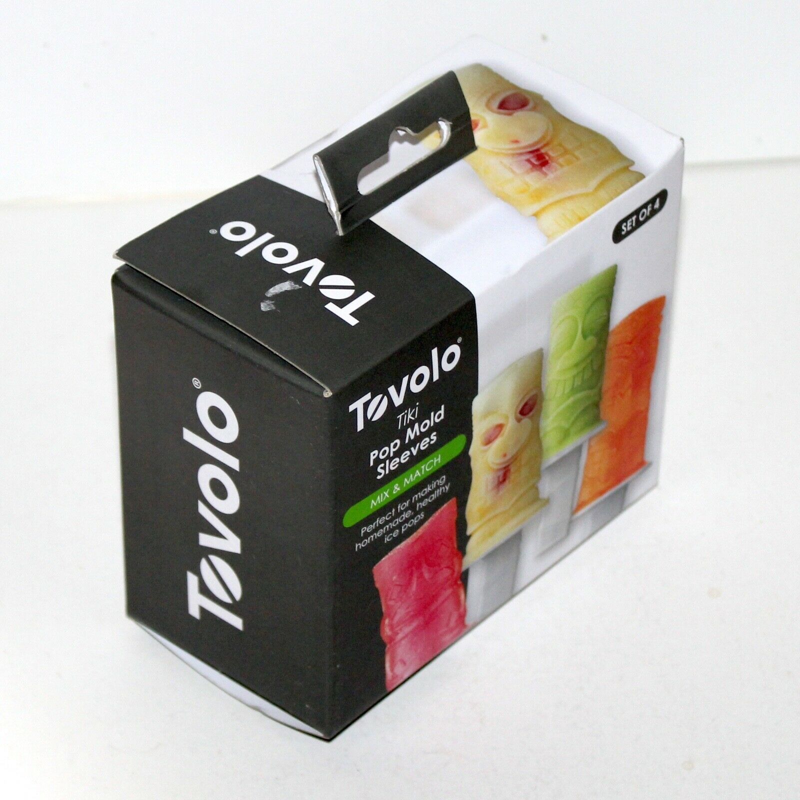 Tovolo Tiki faces Ice Pop Mold Sleeves set of 4 silicone dishwasher safe fun - Fresh Stock Dated February 2026