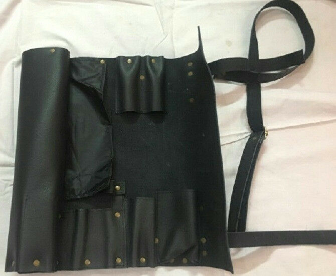 BLACK Chefs Knife Roll Bag,8 Pockets Pure Leather, Knife Carry Case Wallet - Fresh Stock Dated January 2026