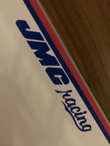 NOS Rare JMC Racing OLD SCHOOL BMX NUMBER PLATE - WHITE /RED /BLUE TRIM - Fresh Stock Dated December 2025