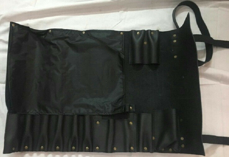 BLACK Chefs Knife Roll Bag,8 Pockets Pure Leather, Knife Carry Case Wallet - Fresh Stock Dated January 2026