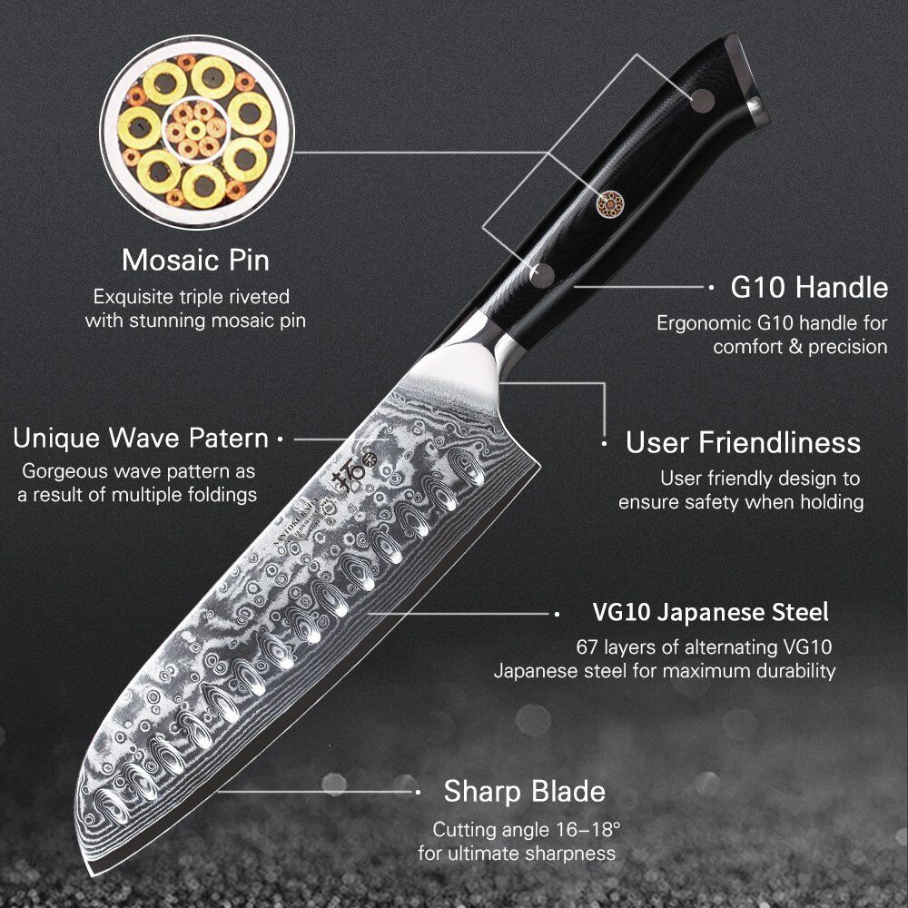 7x TURWHO Chef Knife Cleaver Santoku Japanese VG10 Damascus Steel Kitchen Knife - Fresh Stock Dated January 2026