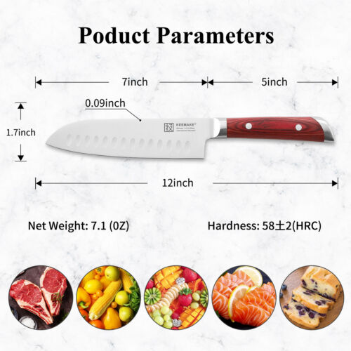 Razor sharp 7 inch santoku knife German stainless steel blade cutlery tools USA - Fresh Stock Dated January 2026