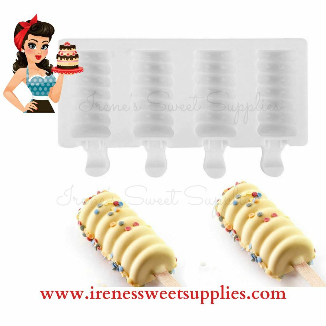 Cakesicle Popsicle mold, 4 Cavity - Ribbed - Fresh Stock Dated February 2026