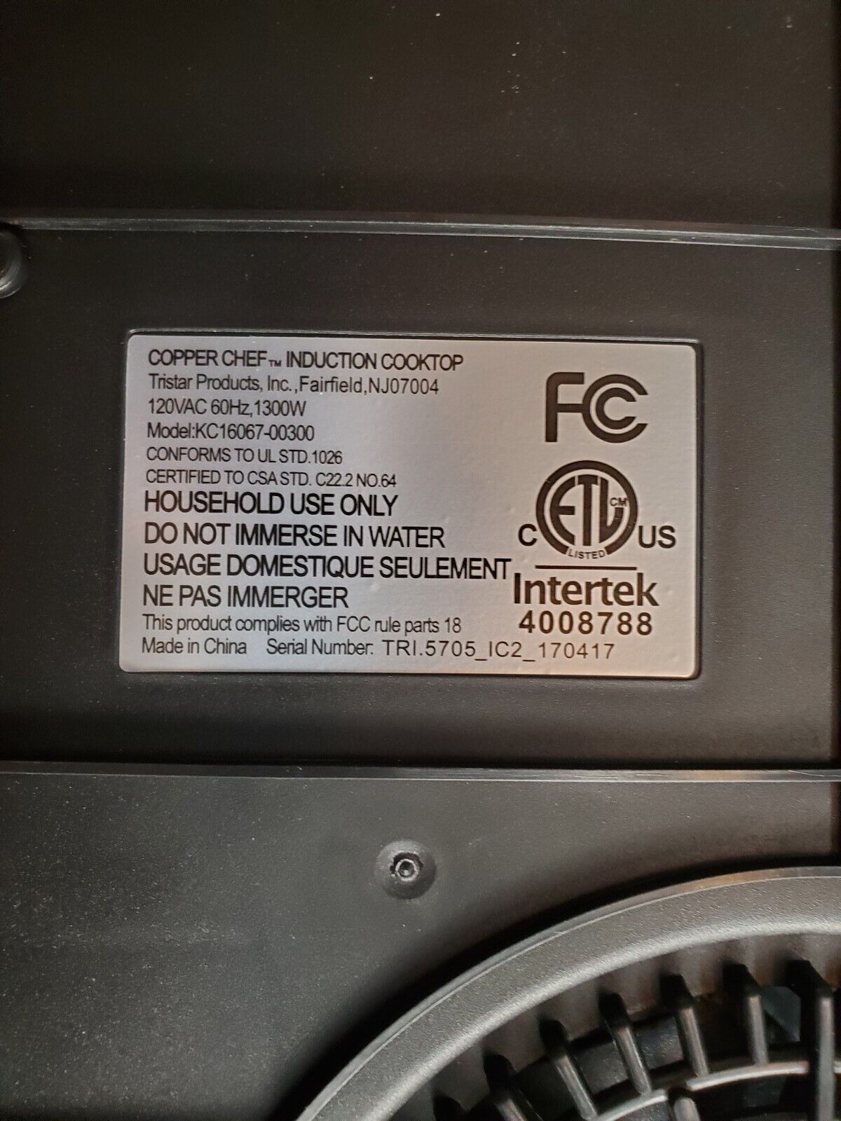 Copper Chef Induction Cooktop 1300 Watts KC16067-00300 Black RV Van Camper NWOB - Fresh Stock Dated February 2026