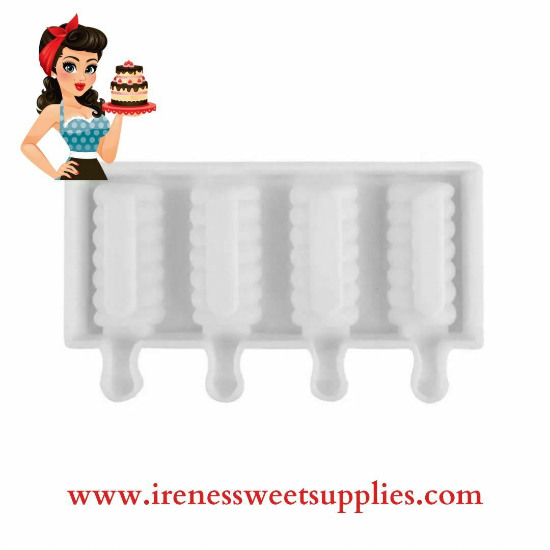 Cakesicle Popsicle mold, 4 Cavity - Ribbed - Fresh Stock Dated February 2026