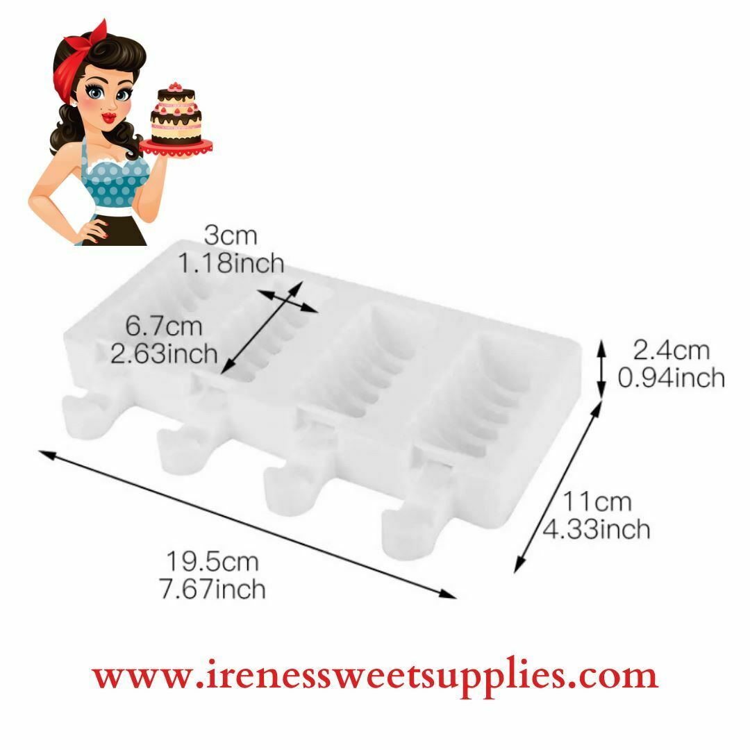 Cakesicle Popsicle mold, 4 Cavity - Ribbed - Fresh Stock Dated February 2026