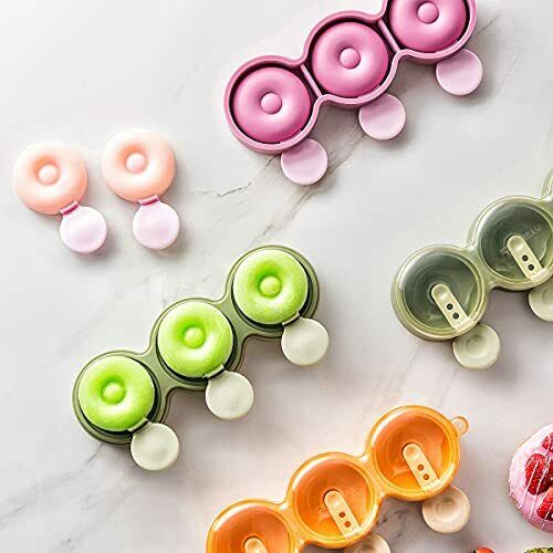 DOYOLLA Donut Silicone Popsicle Molds 3-Cavitity Popsicle Tray Homemade Ice P... - Fresh Stock Dated February 2026