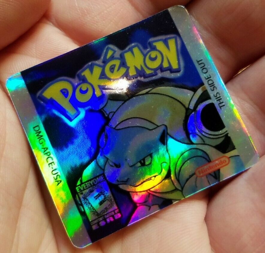 ☆ SUMMER SALE ☆1 NINTENDO GAME BOY COLOR POKEMON BLUE HOLO CART LABEL STICKER - Fresh Stock Dated February 2026