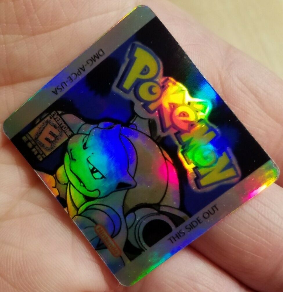☆ SUMMER SALE ☆1 NINTENDO GAME BOY COLOR POKEMON BLUE HOLO CART LABEL STICKER - Fresh Stock Dated February 2026
