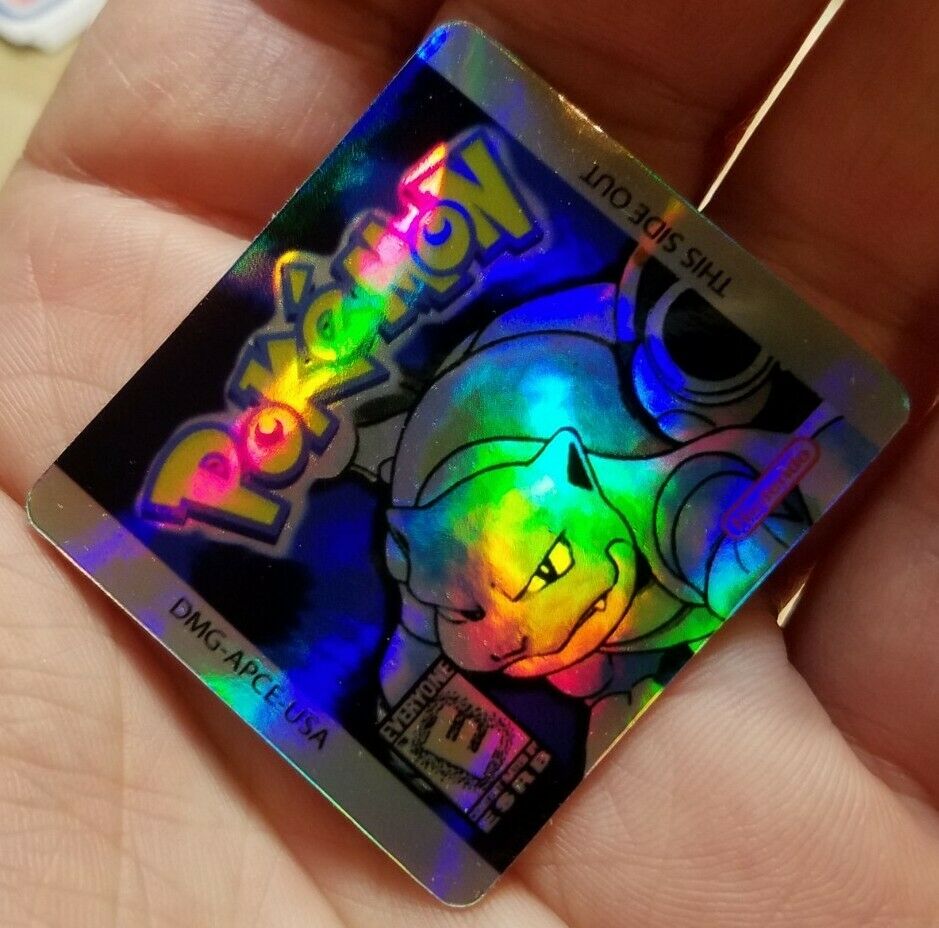 ☆ SUMMER SALE ☆1 NINTENDO GAME BOY COLOR POKEMON BLUE HOLO CART LABEL STICKER - Fresh Stock Dated February 2026