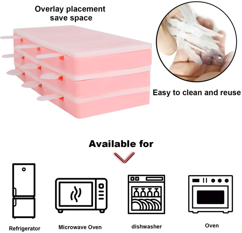 3 PCS Silicone Popsicle Molds with Lid, Homemade  Ice Cream, Ice, Cake - Fresh Stock Dated February 2026