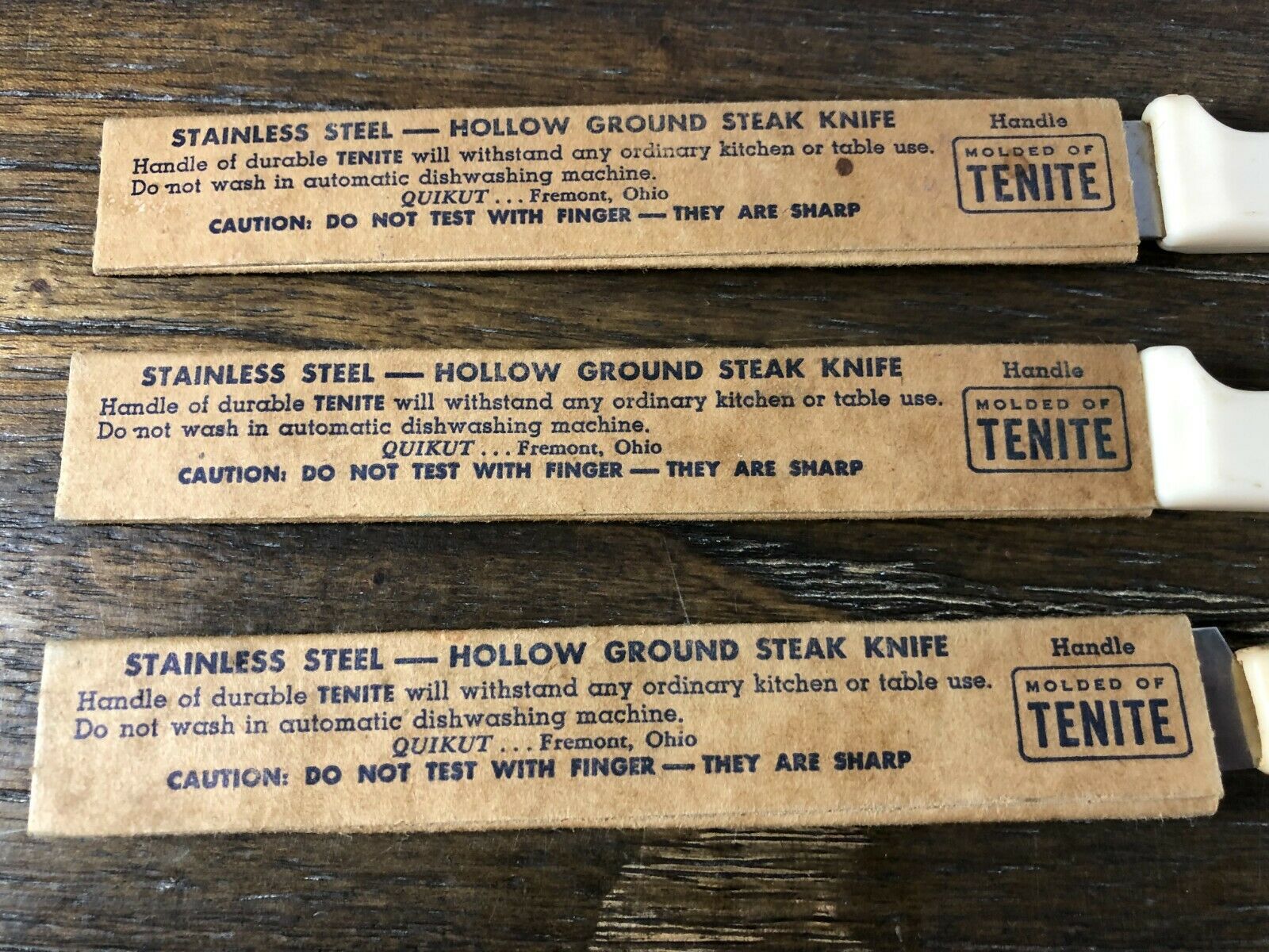 5 Vintage QUIKUT Stainless USA Steak Knives Ivory Colored Handle + 2 Others - Fresh Stock Dated February 2026