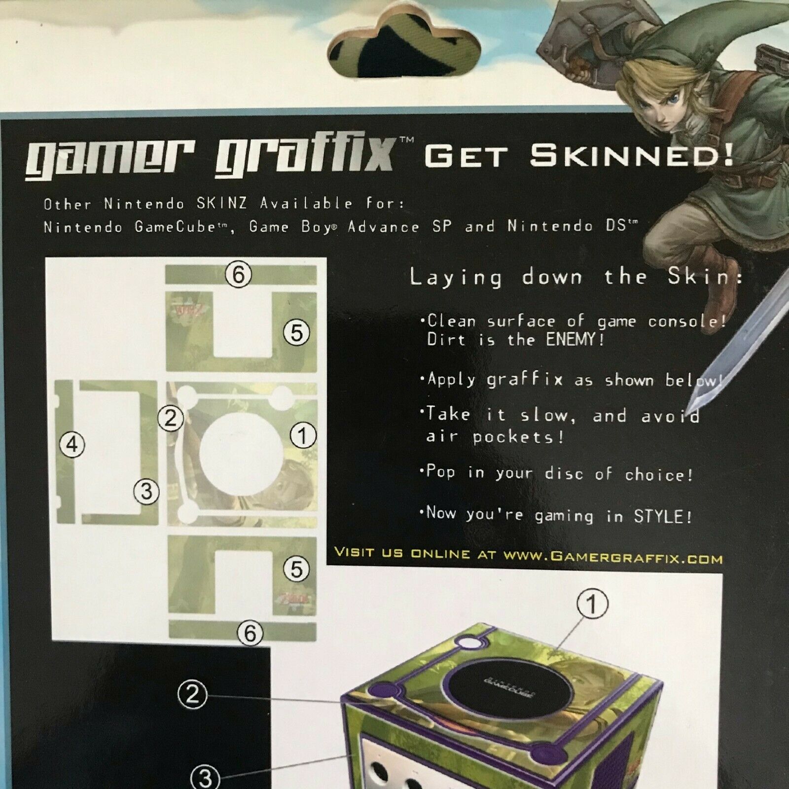 ZELDA Twilight Princess Link Gamer Graffix Skin for Nintendo GAME CUBE - Fresh Stock Dated February 2026