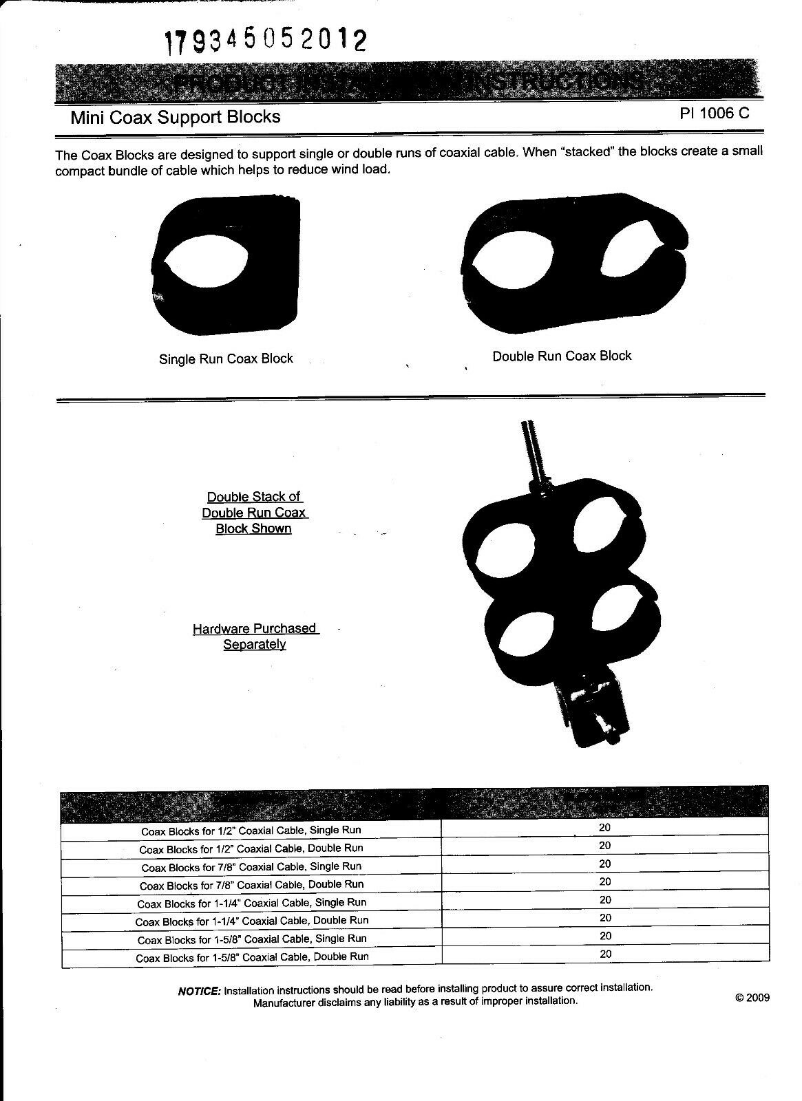 New package of 10 Coax 1/2
