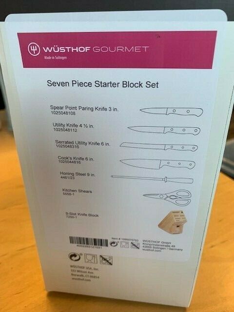 Wusthof Gourmet - 7 Pc. Starter Knife Block 1095070703 in retail box - Fresh Stock Dated January 2026