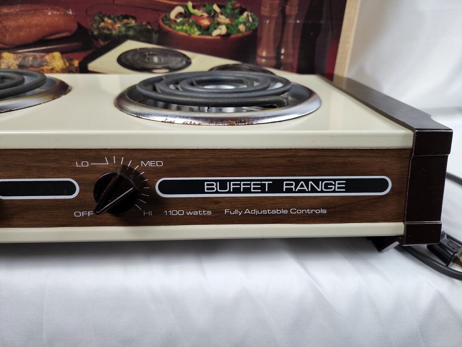 Vintage Model 702 Munsey 2 Burner Buffet Range with Original Box.  Almond color - Fresh Stock Dated February 2026