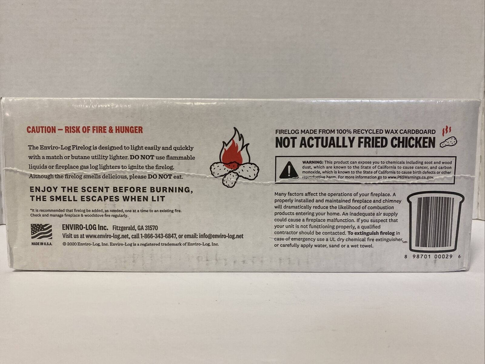 KFC Firelog 11 Herbs and Spices Fried Chicken Scented Enviro-Log - Fresh Stock Dated December 2025